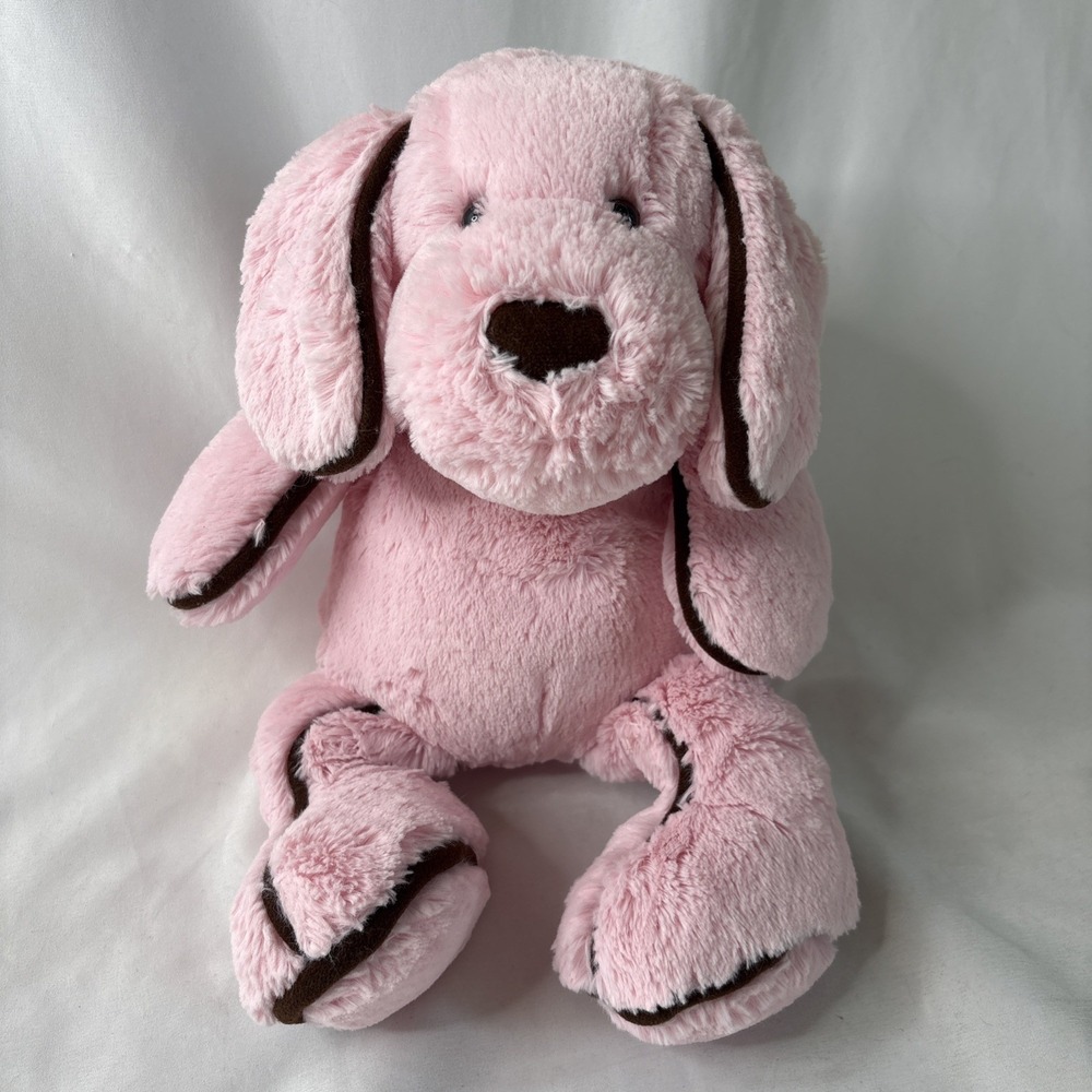 Mary Meyer Baby Pink & Brown Puppy Dog Plush Stuffed Animal 16" Rare No Tag